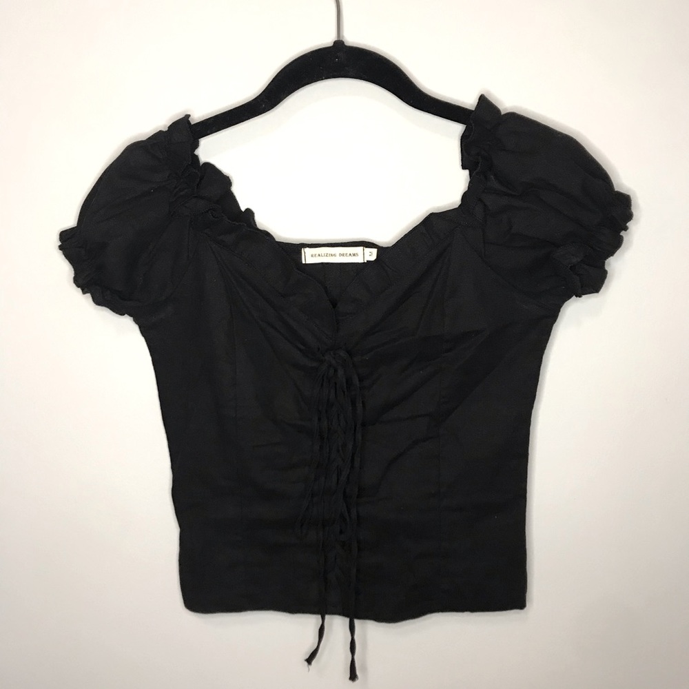 Cottage Core Lace Up Blouse